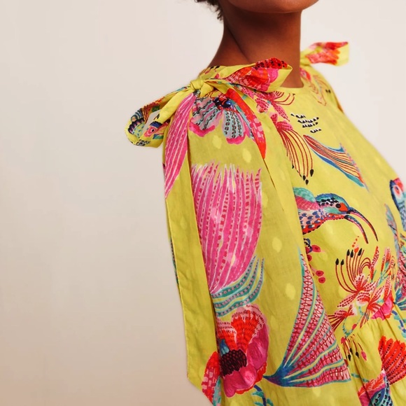 Anthropologie Banjanan Birdie Shoulder-Tie Tunic Dress - Picture 5 of 7